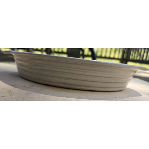 Pampered Chef New Traditions Small Vanilla Stoneware 9.5" Oval Baker Baking Dish - Picture 6 of 10